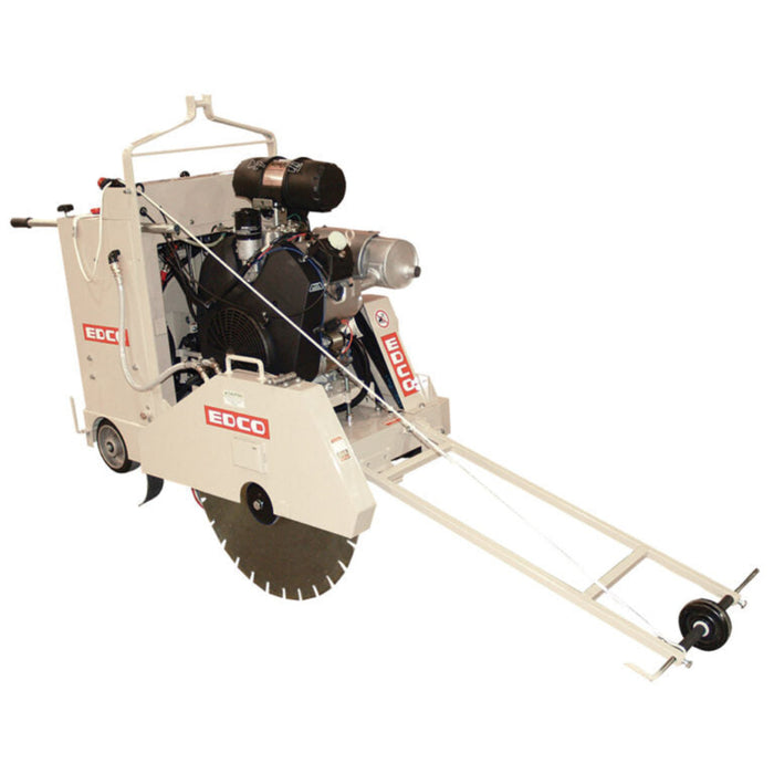 EDCO 30-inch self-propelled concrete and asphalt saw with large cutting blade and sturdy frame, ideal for heavy-duty construction projects.