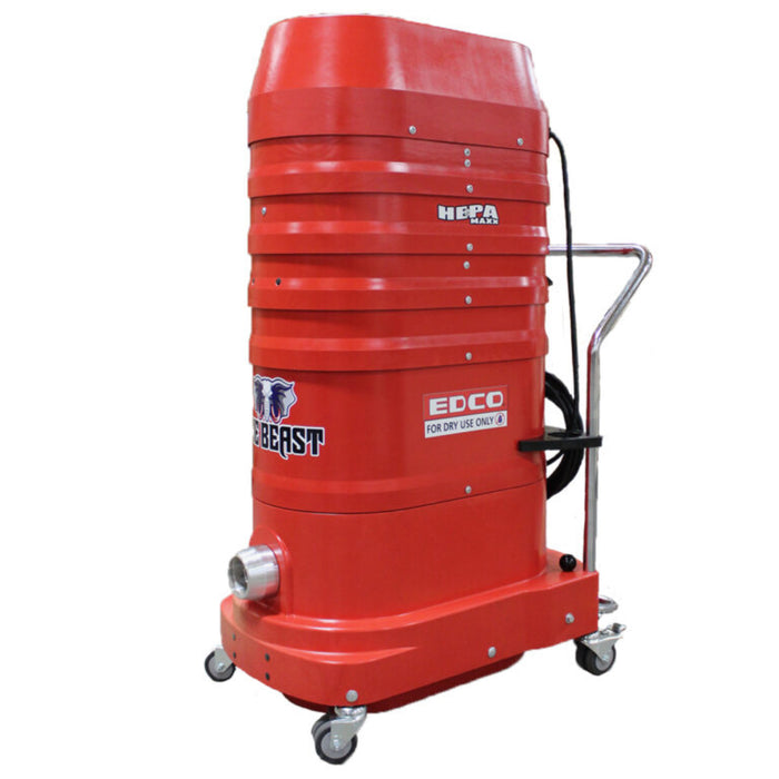 EDCO Beast II 330 CFM dustpan vacuum system with a compact design and ergonomic handle for efficient debris collection.