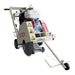 EDCO DS-20 walk-behind gasoline saw with 20-inch dual arbor for concrete and asphalt cutting, shown in a work setting.