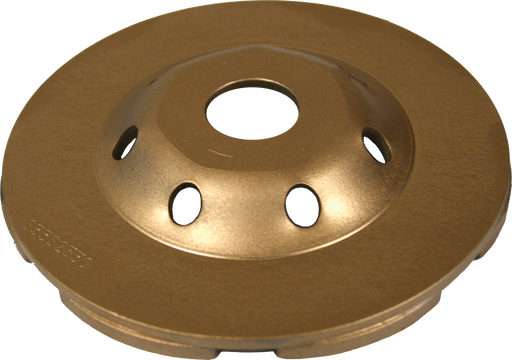 Diamond Products gold low profile cup grinder for core prep, showing the compact gold-colored diamond grinding cup in use.