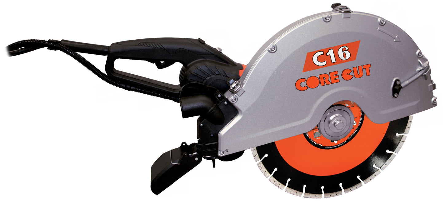 Diamond Products C16 electric hand saw with a metal blade and ergonomic handle for precise cutting tasks.