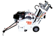 Diamond Products CC1500E walk-behind modular saw with a sturdy metal frame and large cutting blade in action.