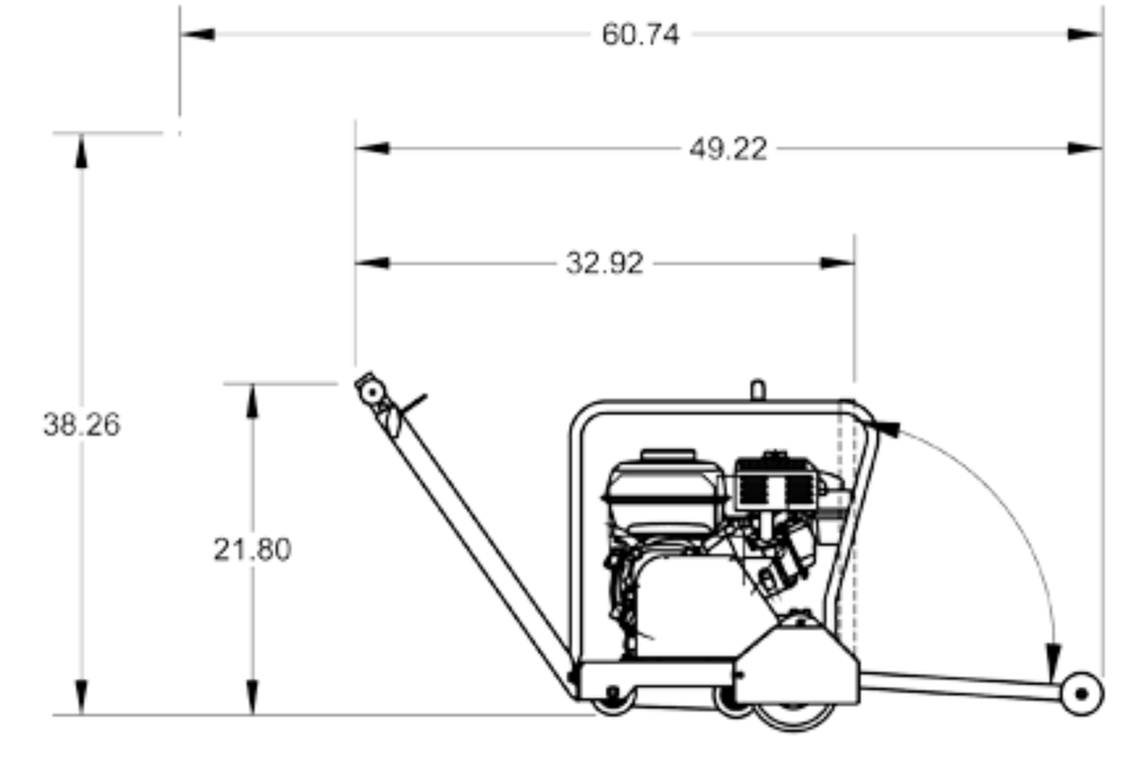 Diamond Products CC1500E walk-behind modular saw with a sturdy metal frame and large cutting blade for industrial construction jobs.