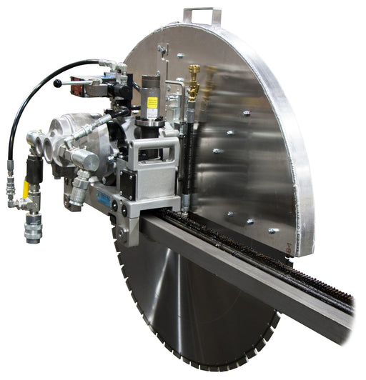 Diamond Products CC1600 wall saw with a sturdy metal frame and cutting blade, ideal for precision masonry and concrete cutting.