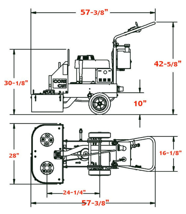 Blueprint of Diamond Products CPG200 Dual Head Floor Grinder, a core prep machine used for grinding and surface preparation.