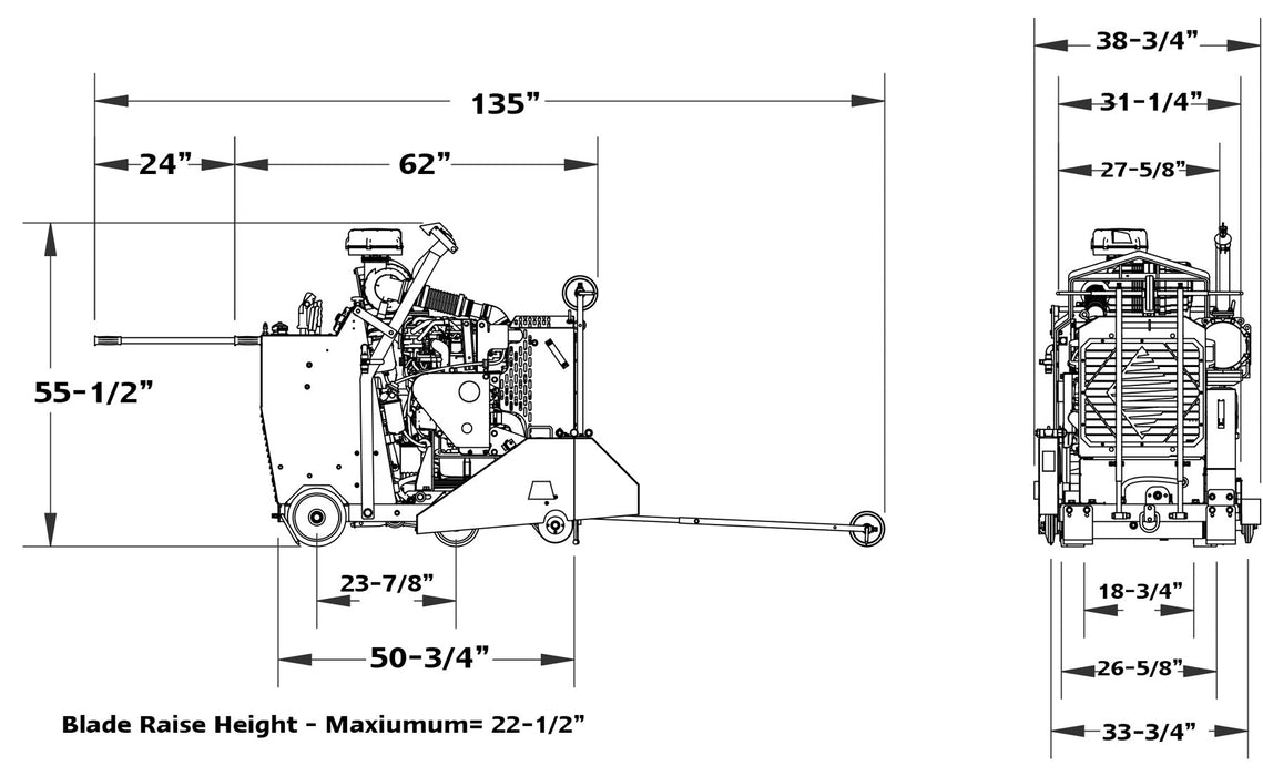 Diamond Products CC6571D Diesel Liquid-Cooled Walk-Behind Saw
