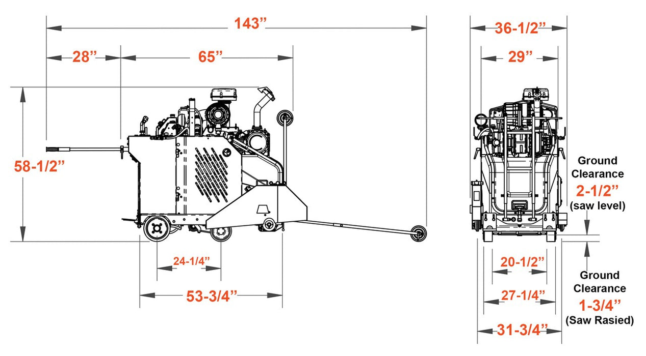 Diamond Products CC7574DKV In-Line Walk-Behind Saw
