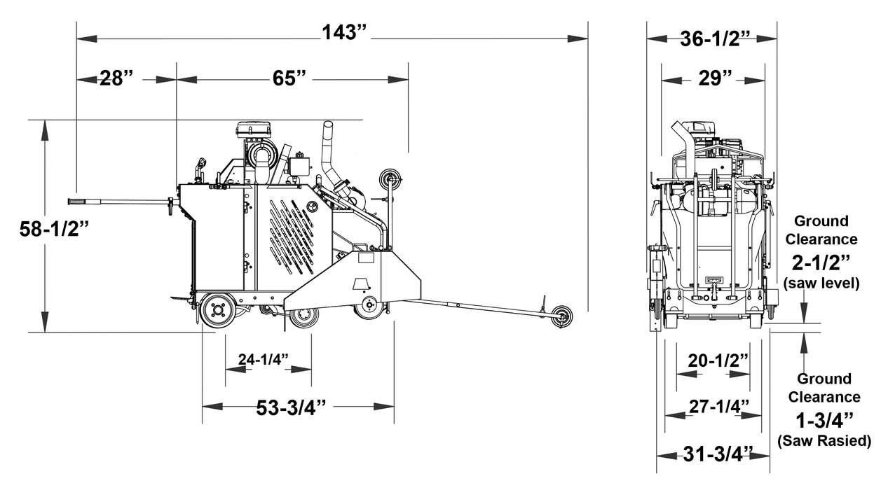 Diamond Products CC7574DD-PRO In-Line Walk-Behind Saw