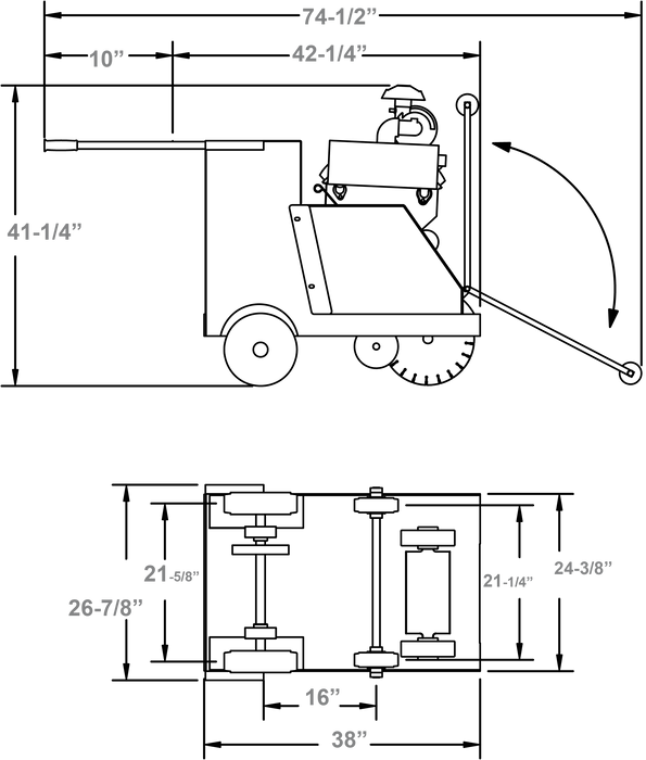 Blueprint drawing of the Diamond Products CG-1 Mini Groover for grinding and grooving applications.