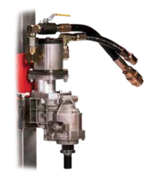 Diamond Products CORE BORE 4-Speed Hydraulic Drill Motor showing a compact mounted hydraulic motor with control settings.