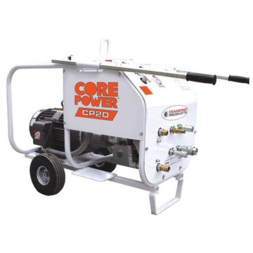 Diamond Products CP20EXL hydraulic pump unit with wheeled frame and hose connections