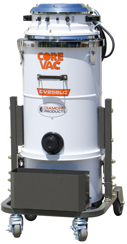 Diamond Products Core Vac CV258 vacuum cleaner with a sleek design and durable construction, ideal for industrial cleaning tasks.