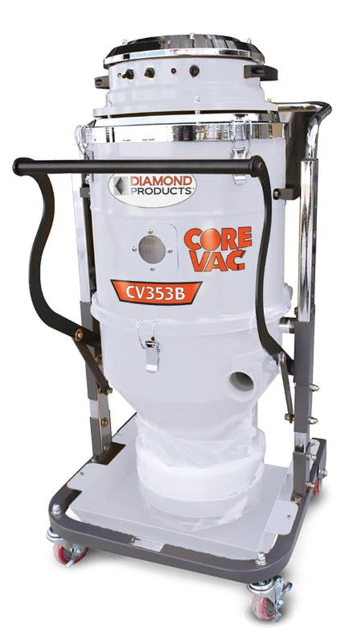 Diamond Products CV353B Core Vac HEPA vacuum with a sturdy, portable design and HEPA filtration system for industrial cleaning.