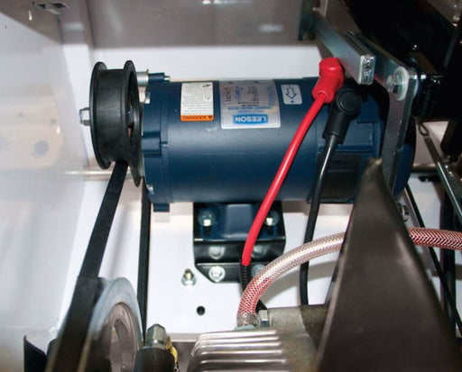 Diamond Products DC travel option drive motor assembly installed on concrete saw