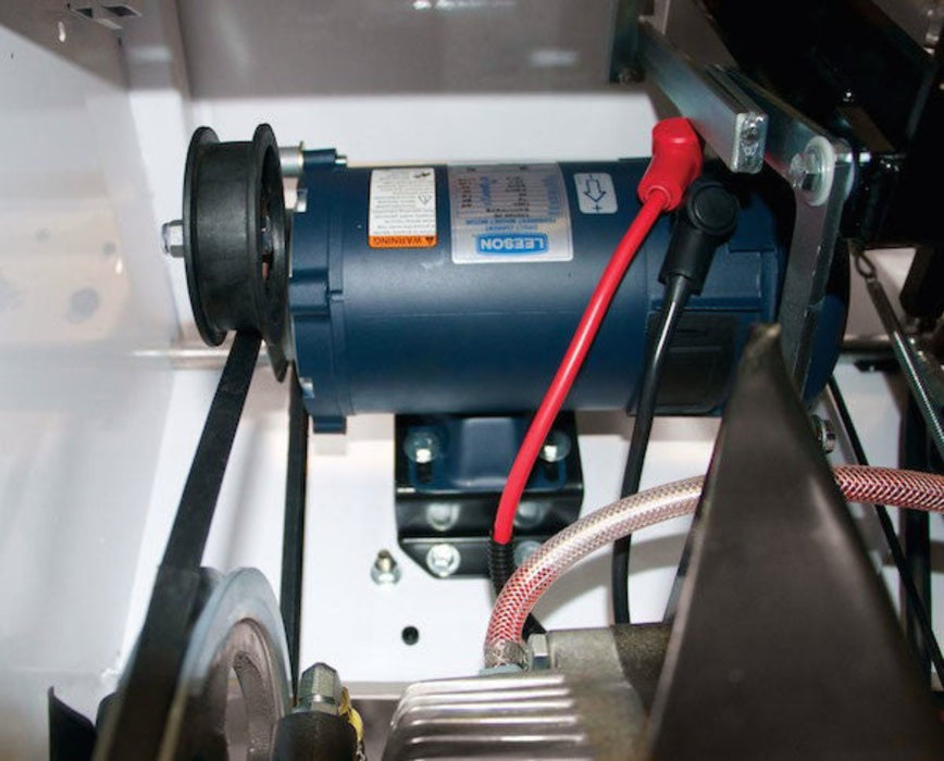 Diamond Products DC travel option drive motor assembly installed on concrete saw