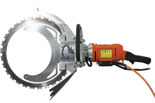 Diamond Products Dragon ring saw with circular diamond cutting ring and handheld electric motor