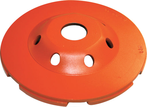 Top view of Diamond Products heavy duty orange low profile cup grinder for core prep accessories.