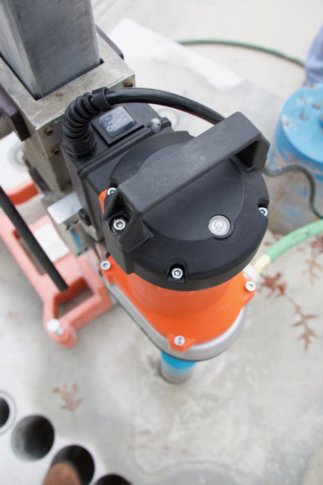 Diamond Products CB733 and CB744 core bore mounted drill motors, with visible motor components and mounting features.