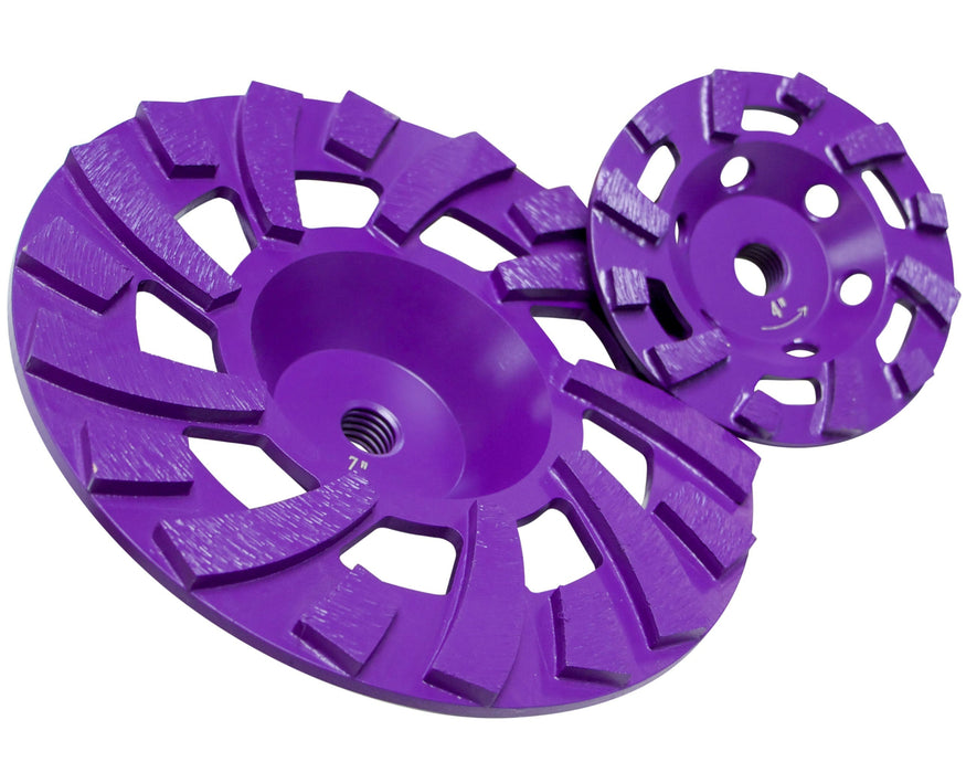 Diamond Products Imperial Purple Spiral Turbo Cup Grinder, core prep accessory with purple abrasive surface and spiral design for efficient grinding.