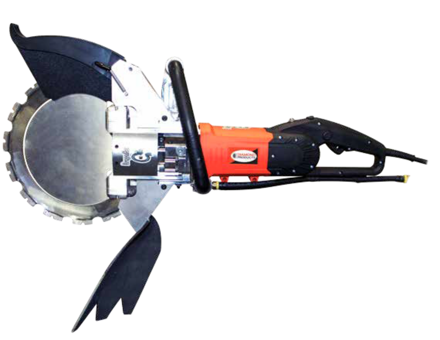 Diamond Products Mini-Dragon electric hand saw with compact design and sharp blade, ideal for precise cutting tasks.
