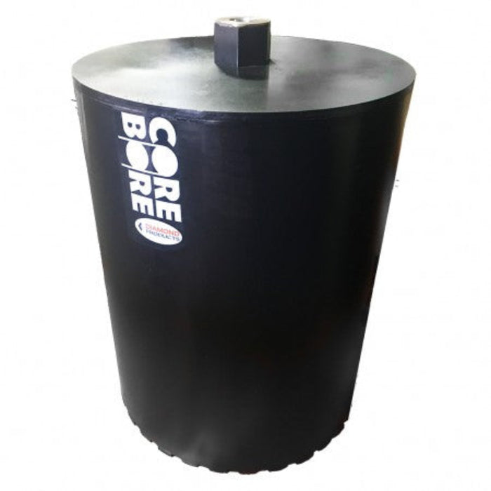 Diamond Products premium black large diameter wet core bit for coring, shown in a close-up image.