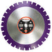 Diamond Products Imperial Purple asphalt and green concrete diamond blade for wet cutting on construction projects.