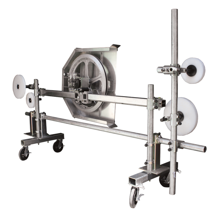 Diamond Products WS25 Wire Saw showing a close-up of the diamond-coated wire and cutting mechanism in action.