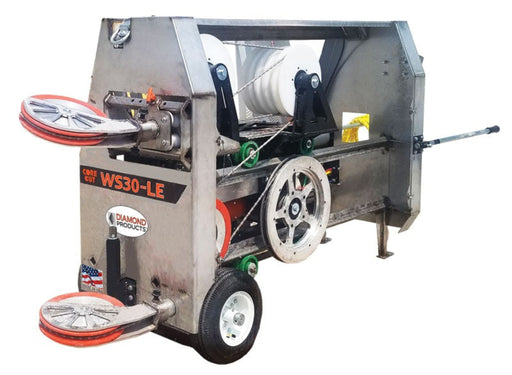 Diamond Products WS30-LE high-cycle wire saw with wire spool, drive system, and wheeled frame